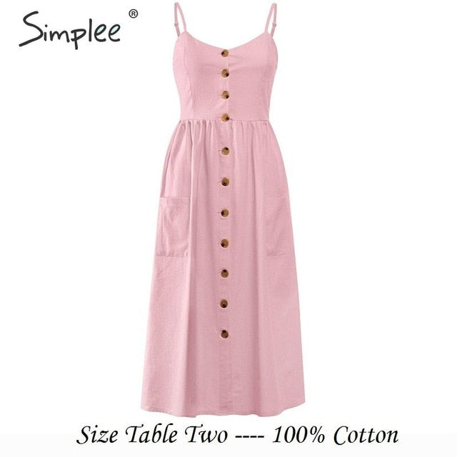 Simplee Elegant button women dress