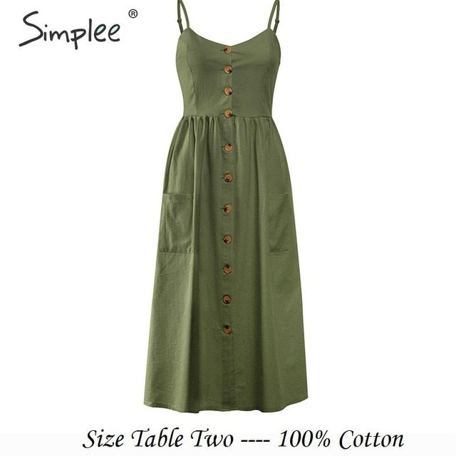 Simplee Elegant button women dress