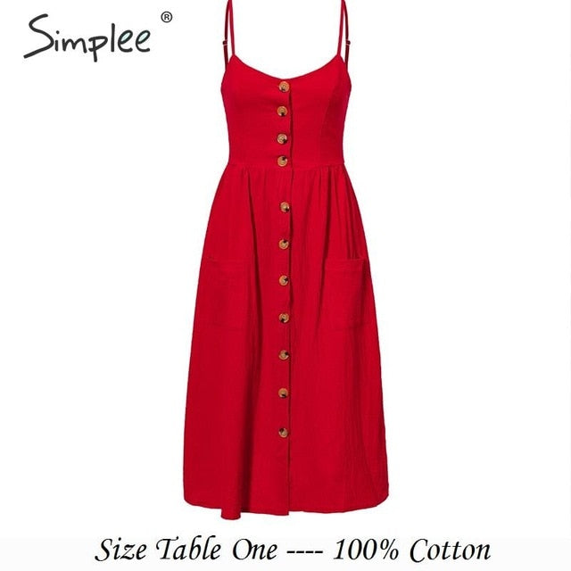 Simplee Elegant button women dress