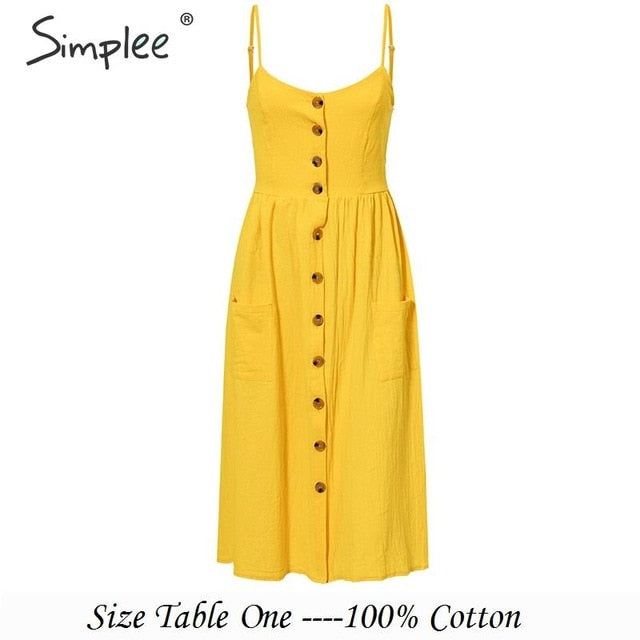 Simplee Elegant button women dress