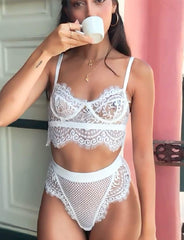 Lace Bralette Strappy Lingerie Set