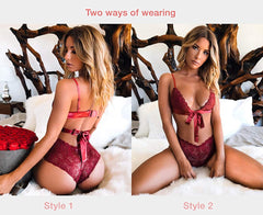 Lace Bralette Strappy Lingerie Set