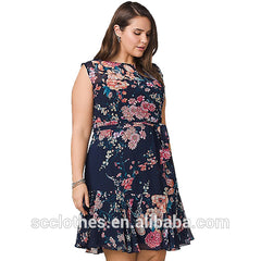 Digital Print Flower Plus Size Night Dress For Fat Girl Ladies