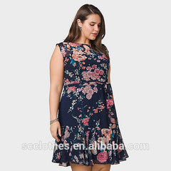 Digital Print Flower Plus Size Night Dress For Fat Girl Ladies