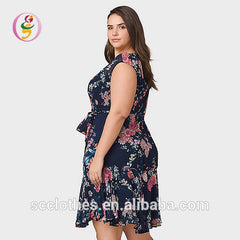 Digital Print Flower Plus Size Night Dress For Fat Girl Ladies
