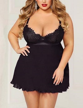 Plus Size Pretty Babydoll Set Lace Lingerie